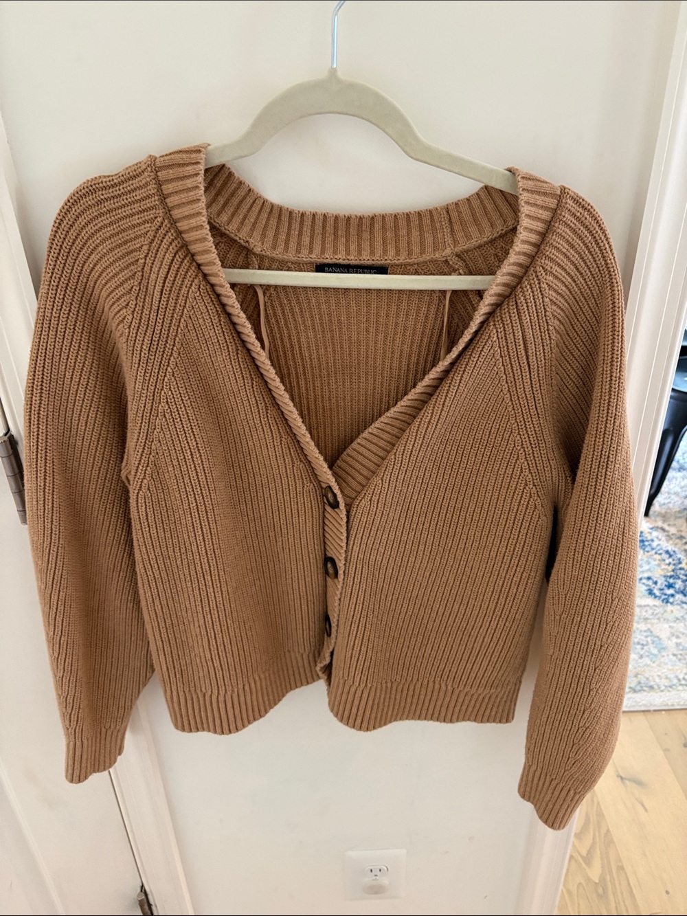 Banana Republic Camel Ribbed Button-Front Cardigan